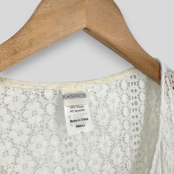 L*SPACE White Crochet Knit Sheer Button Down Maxi Cover Up Dress Small - Picture 6 of 7